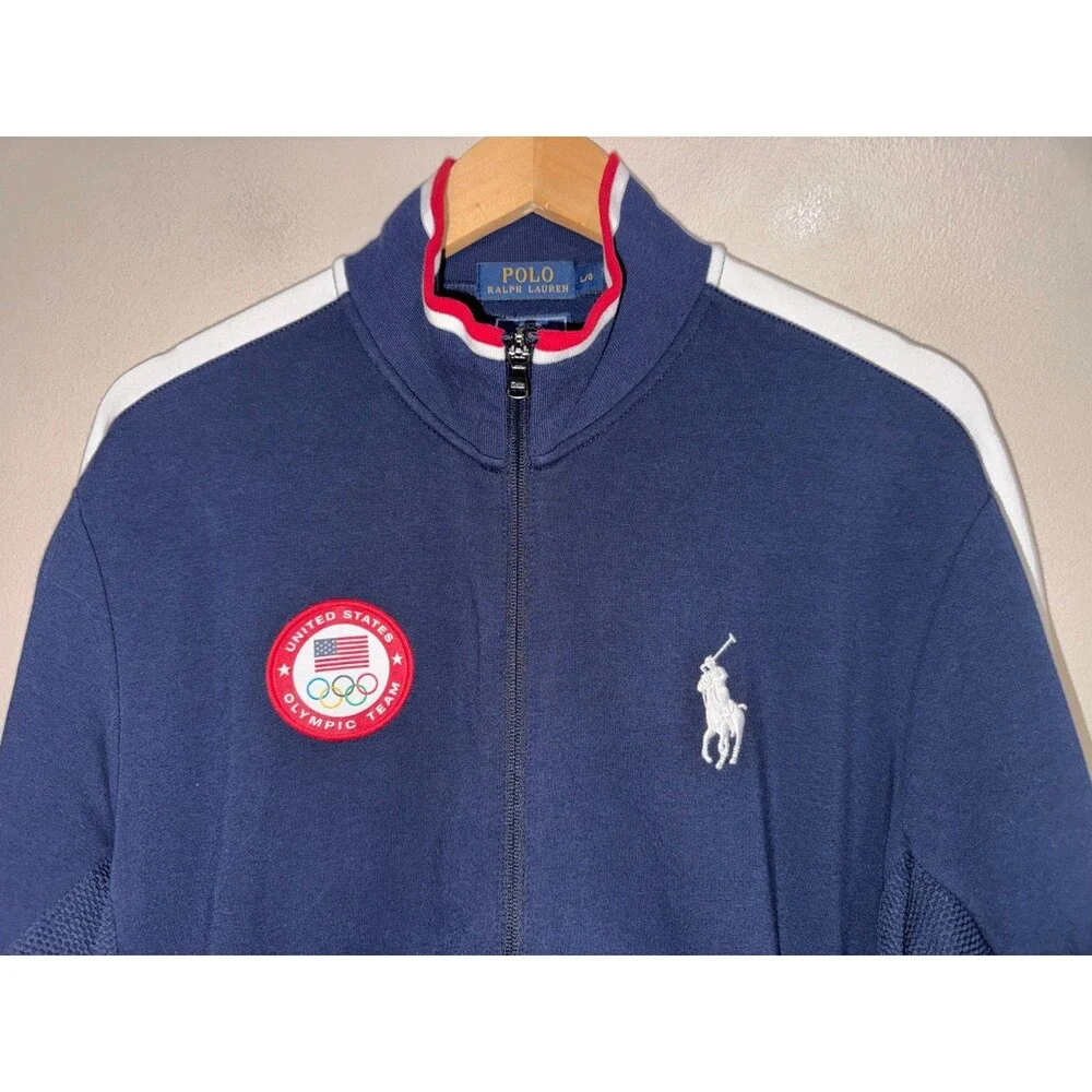 Polo Ralph Lauren 2016 Olympic Team USA Track Top Jacket Navy Mens Size L RARE